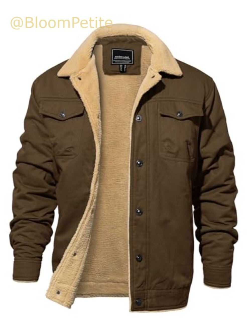 Men's Fleece Lined Cotton Cargo Jacket Winter Work Coat Sherpa